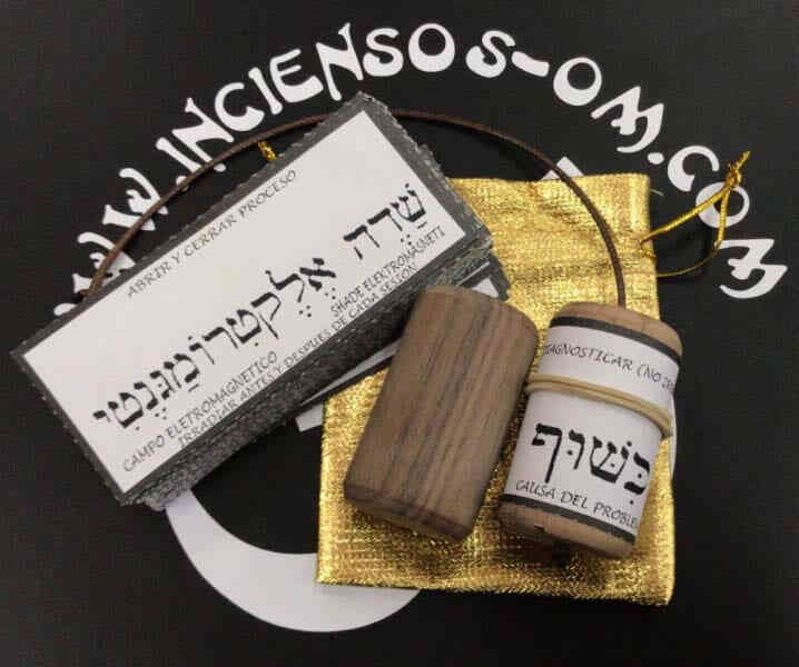 Péndulo Hebreo de Roble; Kit con 180 etiquetas en español con extras y caja